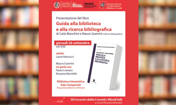 #BookTalk. Gli incontri della Crocetti 26 settembre ore 9 Biblioteca Umanistica